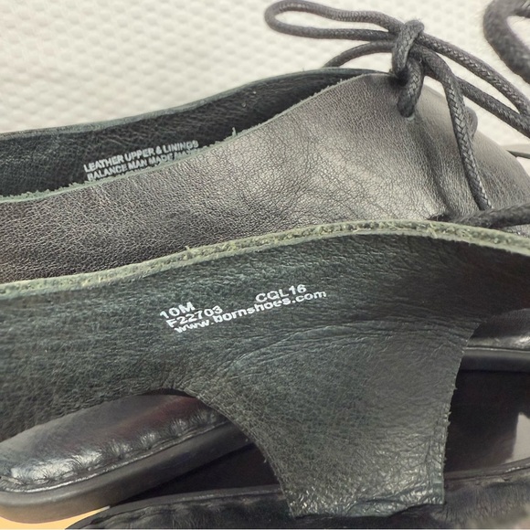 Born Womens Sandal Size 10 Black Leather Flat Ankle Lace Up Gladiator Open Toe - Picture 7 of 8